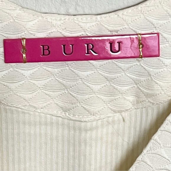 BURU x Sarah Bray Bermuda Mini Kaftan Tunic Yellow White Small - Picture 7 of 10